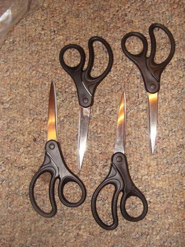 4 PAIRS OF FISKARS SCISSORS...BLACK HANDLE...ADULT SIZE...LFETIME WARRANTY