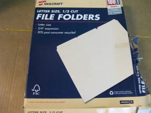 SKILCRAFT 28822507 LETTER SIZE 1/3 CUT MANILA LETTER SIZE FILE FOLDERS BOX/100