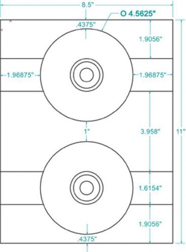 INKJET/LASER LABEL-CD/DVD 4 1/2&#039; 2 UP - 312750