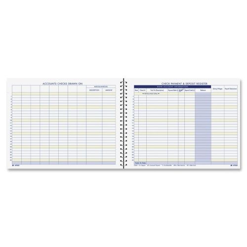 Adams Check Payment &amp; Deposit Register - 96 Sheet -8.5&#034;x11&#034; -White -1Ea