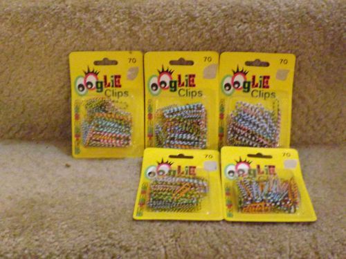 NEW NOS 5 OOGLIE VINYL COATED PAPER CLIPS 70 Assortd (50 Standard, 20 Giant Size