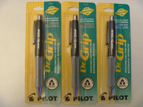 Pilot Dr. Grip Retractable Ballpoint Pens 2 Black Ink 1 Blue Ink