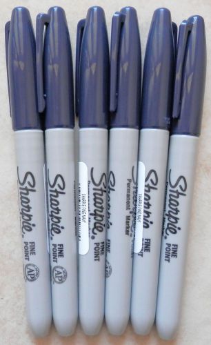 6 Sharpie Permanent Markers Fine Point - Navy