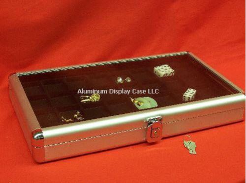 14 x 8 x 2&#034; Aluminum Display Case w 32 Sq Blk  Insert