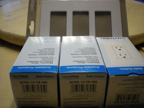 Lutron 15A Tamper Resistant Receptacle(3 Each) Plus 1 each SC-3-SW Wallplate