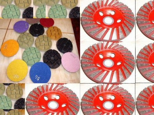 21 Pcs 4&#034; Diamond Floor Polishing Pad Concrete Terrazzo 6 Cup Wheel Granite