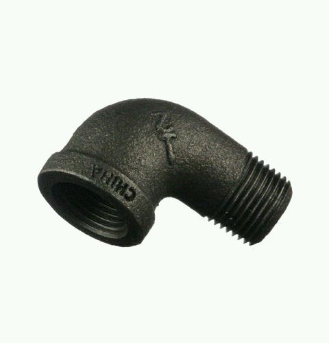 1/2&#034; HALF INCH BLACK IRON PIPE THREADED 90° ELBOW - MALE TO FEMALE