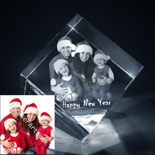 Christmas 3D Laser photo Large Diamond Shape Crystal engraving