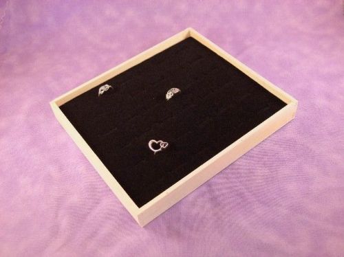 36 RING NATURAL WOOD DISPLAY CASE BLACK VELVET INSERT