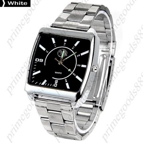 Unisex Stainless Steel Wrist Quartz with Square in White Free Shipping