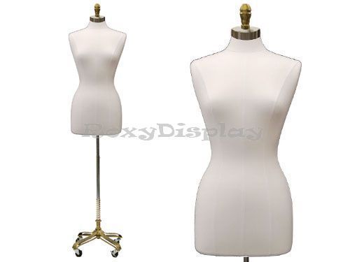 Size 6-8 female body form with pure white linen cover #jf-f6/8lw+bs-121gold for sale