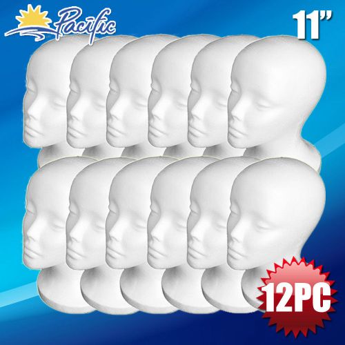 Female STYROFOAM FOAM MANNEQUIN MANIKIN head wig display hat glasses 11&#034; 12pc