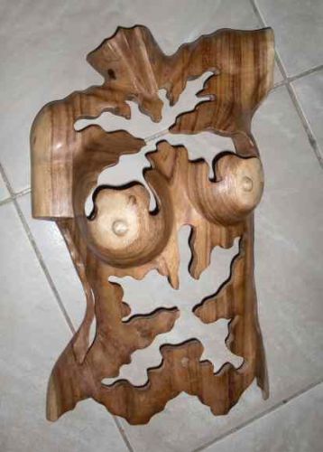 UNUSUAL LARGE NATURAL WOODEN WALL ART BODY TORSO 4