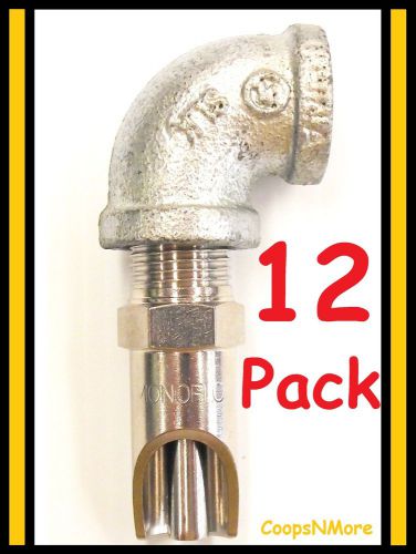 12 PACK MONOFLO STAINLESS STEEL PIG NIPPLE &amp; STEEL PIPE ELBOW WATERER DRINKER