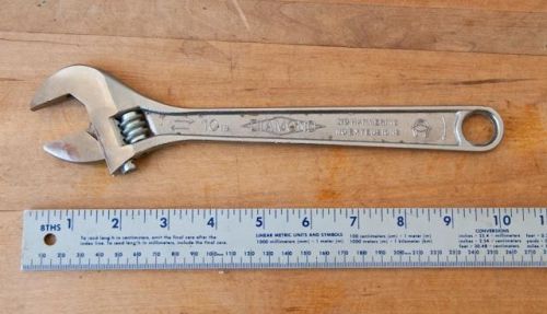 Vintage 10&#034; Diamond Crescent Wrench USA Horseshoe logo Tool