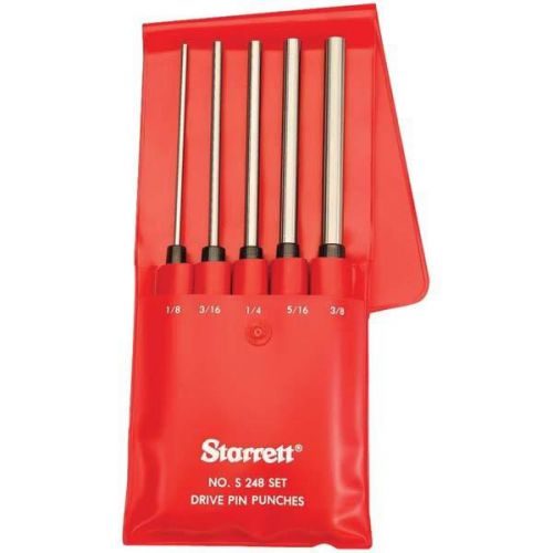 STARRETT 5PC 8&#034; Drive Pin Punch Set Diameter: 1/8&#034;,3/16&#034;,1/4&#034;,5/16&#034;,3/8&#034; 1.5 lbs