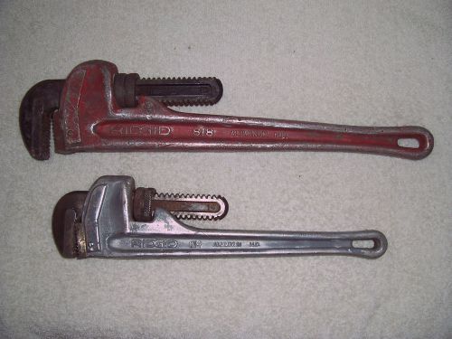 2 Ridgid Aluminum Pipewrenches 814 818 Used.