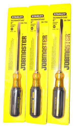 3 NOS Stanley USA JOBMASTER 5/16&#034;x6&#034; STANDARD Slot TIP SCREWDRIVER #66-794