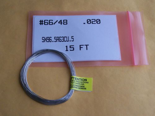 15 FEET KESTER SOLDER  LEAD FREE SN96.5AG3CU.5 #66/48 .020, P/N 24-7068-1401