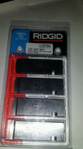 *new*  ridgid 1/2&#034;-3/4&#034; npt, 47765 high speed, unv, rh, pipe dies, 47785 chasers for sale