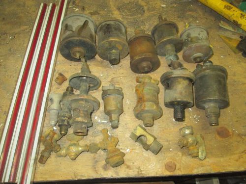 Large lot of brass oilers and drip cups and glass site glass&#039;s for sale