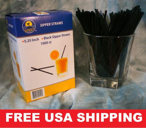 1000 5.25&#034; &#034;LONGER&#034; SIP STRAWS Black COFFEE Cocktails Stir Drink CAKE DECORATION