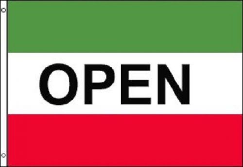 Open flag red white green store banner advertising pennant business sign 3x5 for sale