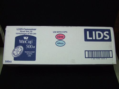 WinCup Clear Lids L32S 500 Count For 32 &amp; 44 Oz. Cups Straw Slot New Unopened