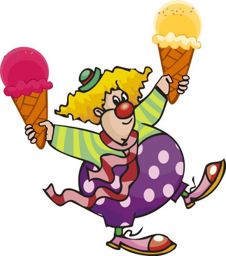 Ice Cream Cones Clown Decal 14&#034; Concession Restaurant Food Menu Vinyl Sign