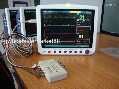 New ICU CCU 12.1 &#034; Patient Monitor ECG, RESP, NIBP, SpO2, 6 Parameters FDA good