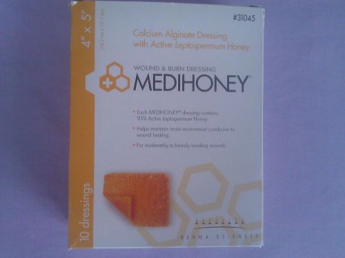 Medihoney Calcium Alginate 4&#034;x5&#034; dressing, 10/box exp 11/2017 #31045