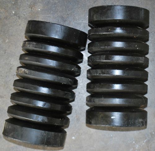 2 CONVEYOR 8 3/8&#034; x  4 1/2&#034; BEARING RUBBER DISC IMPACT IDLER ROLLERS