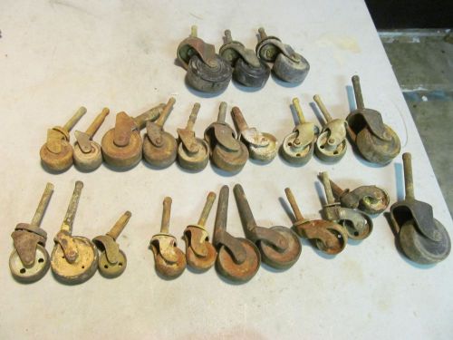 Lot of 24 Furniture Casters w/ Metal Wheels Steampunk Antique Vintage Bakelite