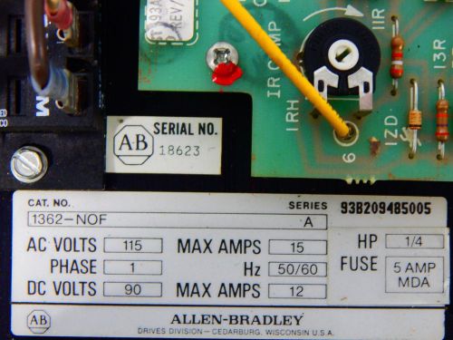 ALLEN BRADLEY 1362-NOF 1/4 HP DC DRIVE