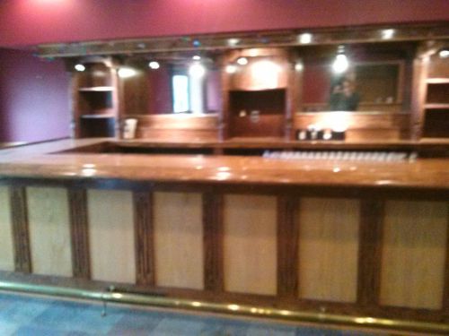 Beautiful Restaurant Bar Solid Wood Brass Rail Shelving Cabinets