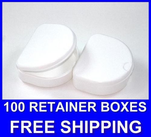 100 White Denture Retainer Box Orthodontic Dental Case Mouth Ortho Brace Teeth