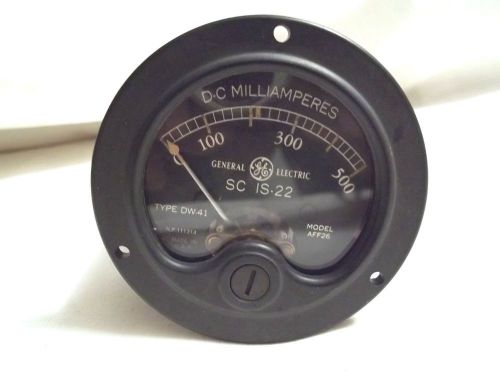 GE-dc 500 milliamp- Model aff26 Black Face Panel Meter-SC IS-22