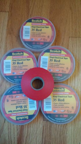 (Lot of 5 Rolls) 3M SCOTCH 35 RED VINYL ELECTRICAL TAPE 3/4&#034; X 66&#039;