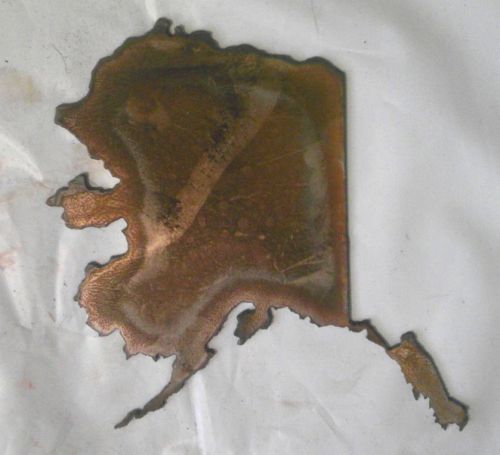6 inch alaska state shape rough rusty metal vintage stencil ornament magnet for sale