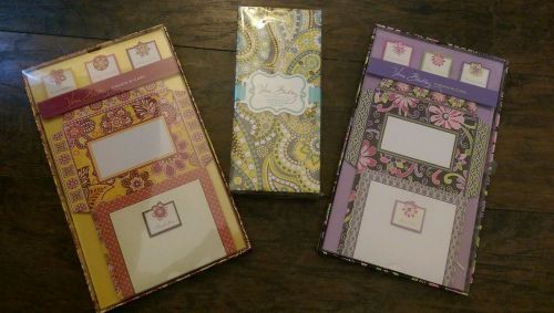 NEW LOT Vera Bradley Stationary Sets Lemon Parfait, Purple Punch, Bali Gold