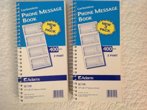 Adams Phone Message Book 2PK. 400 set /800 total (new) Carbonless
