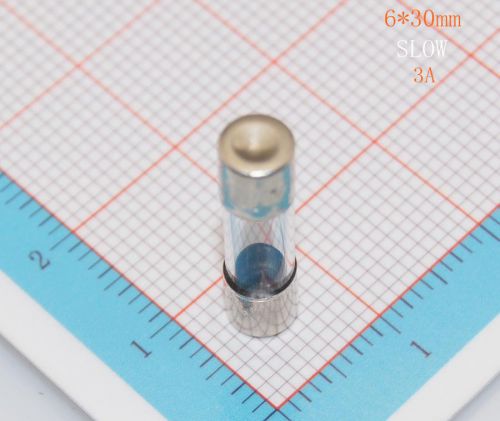 100pcs/lot     6x30mm    Slow Blow Glass Tube Fuse,   3A