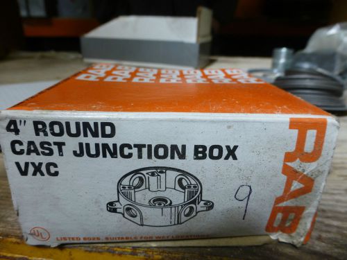 RAB 4 inch round Cast Junction box VXC 16.1 cu in outlet wet 93C6