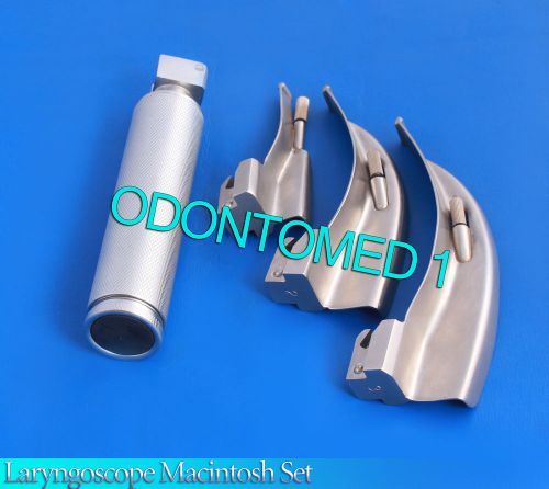 LARYNGOSCOPE MEDIUM HANDLE C + 3 MACINTOSH BLADE #0 + 2 + 3 ENT ANESTHESIA SET