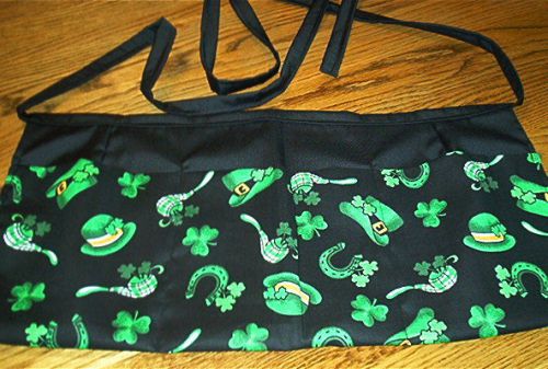 WAITRESS APRON ST PATRICK&#039;S DAY HATS PIPES AND SHAMROCKS