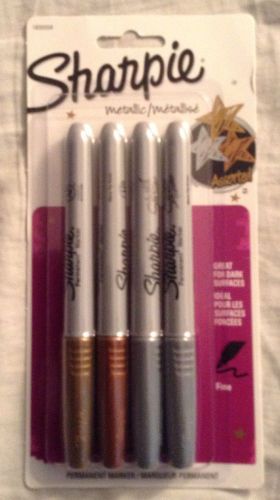 Sharpie Metallic Gold Silver Bronze Permanent Markers 4 Pk Fine Tip Opaque Ink