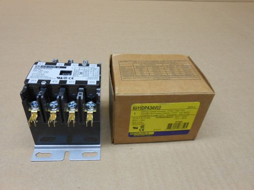 1 NIB SQUARE D 8910-DPA34V02 8910DPA34V02 CONTACTOR 4P 600VAC 30 AMP 120V COIL