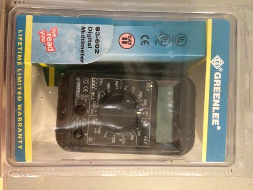 Greenlee 93-602 Digital Multimeter 200/600 Volt AC 2/20/200/600 Volt DC