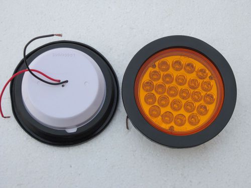 Round 4&#034; Indicator Flasher Lamp Light LED Trailer truck AMBER rubber RING