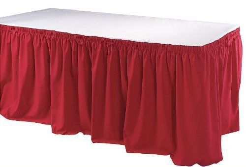 Phoenix 21-1/2 -Feet Table Skirting  Shirred  Red